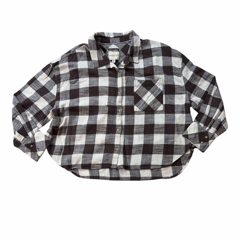 Scotch & Soda Amsterdam Flannel Brown Checkered Button Down Shirt